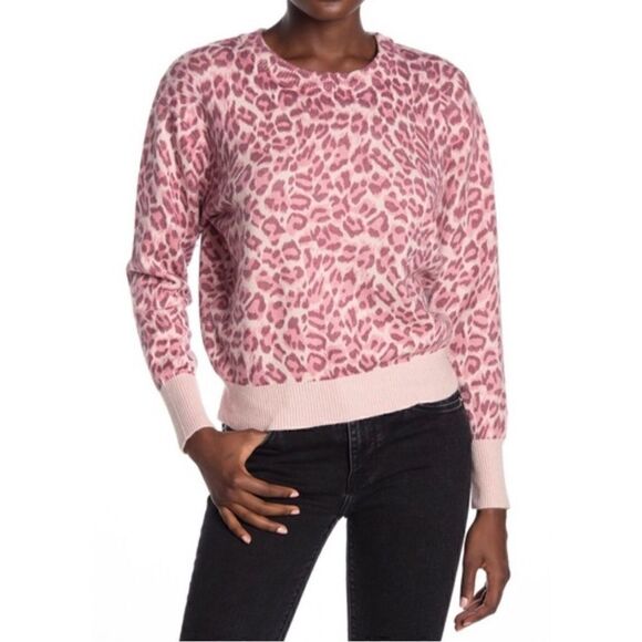 Elodie Pink Cheetah Print Knit Pullover Sweater size xs - Picture 1 of 7